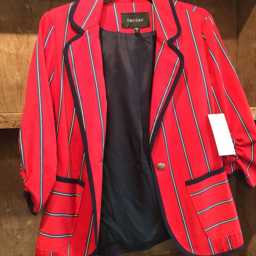 Red/wht/blue blazer by Karen Kane